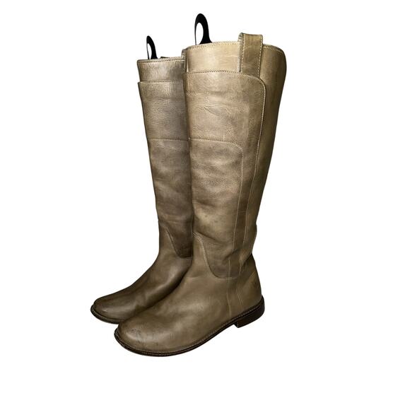 Frye Paige Size 7.5 Tall Knee High Equestrian Riding Boots Taupe Leather - Picture 1 of 11
